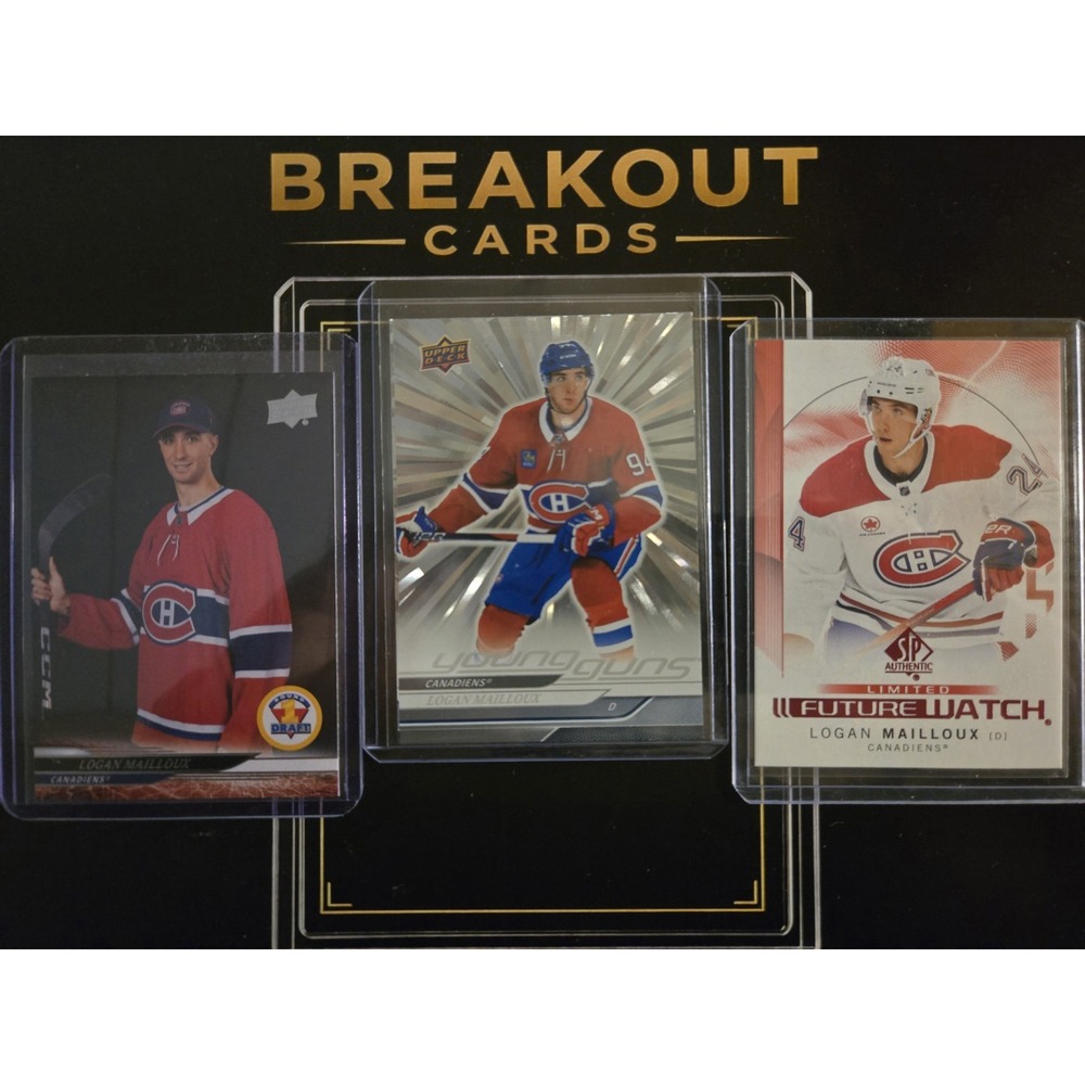 Logan Mailloux Rookie Lot YG Outburst + Future Watch + UD Extended RC